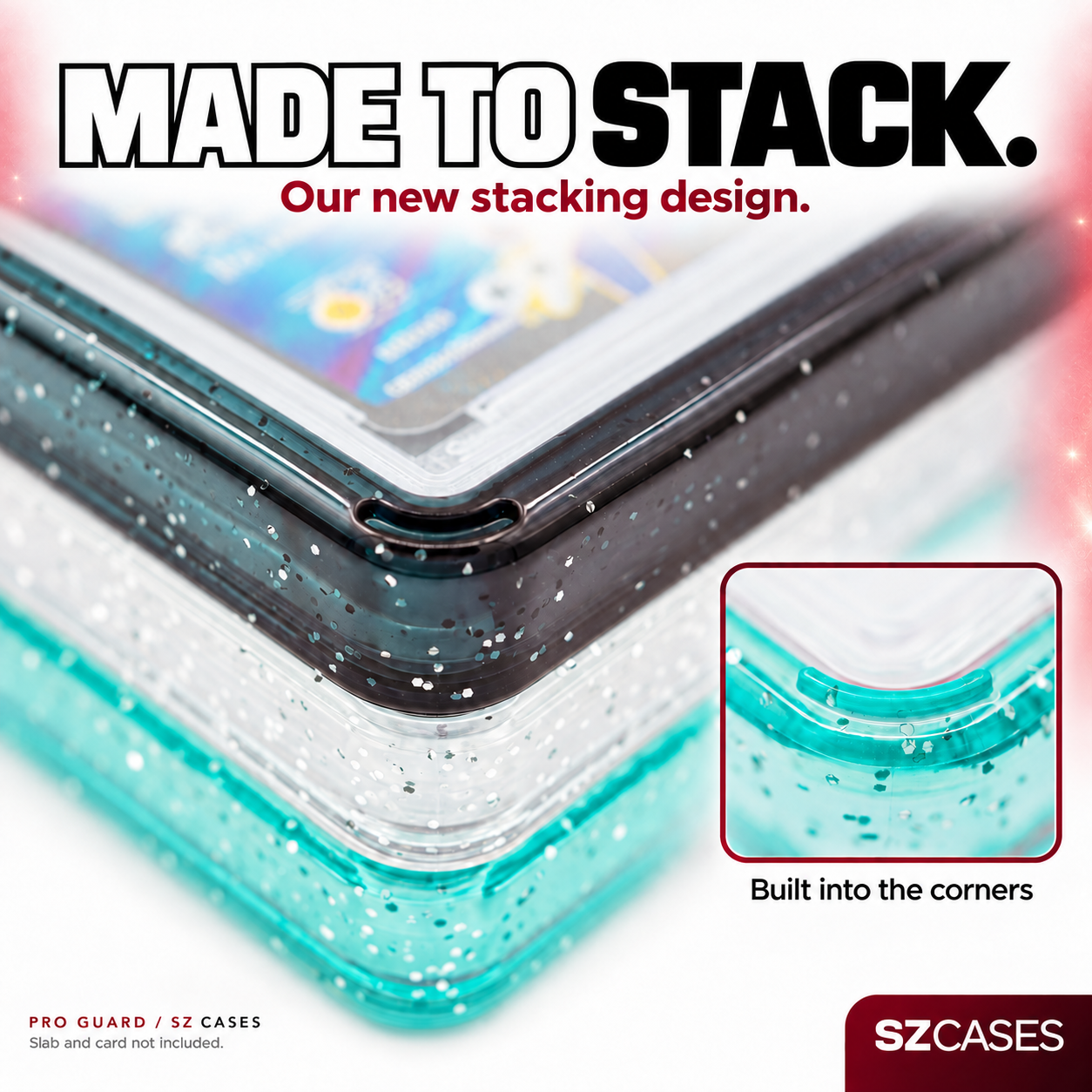 Our new stacking system built into the corners